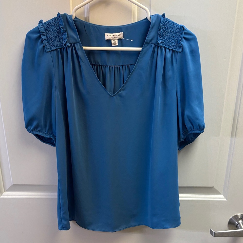 Current Air Blue V-Neck Blouse